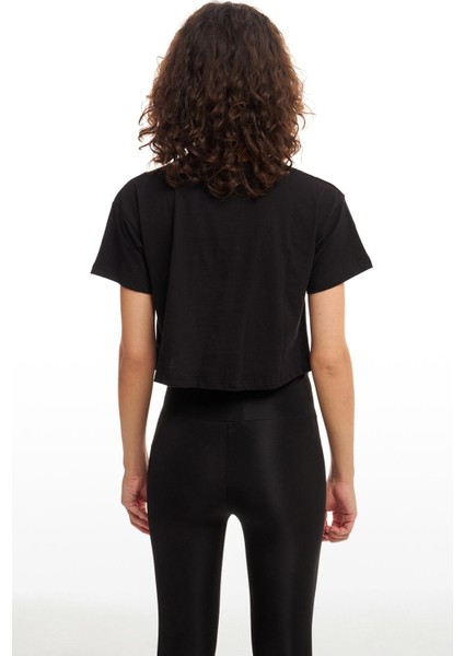 Parlak Baskılı Tişört Siyah