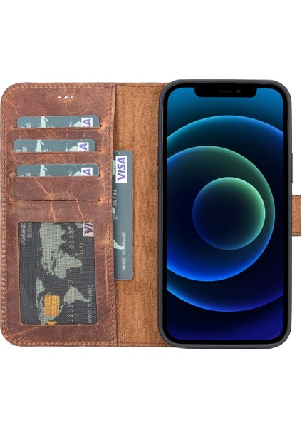 Apple iPhone 13 Pro Max Uyumlu Deri Cüzdanlı Kılıf G2 Kahverengi fiyatları