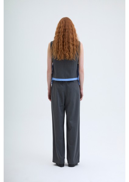 Boxer Bel Detaylı Paçası Yazılı Pantolon Antrasit