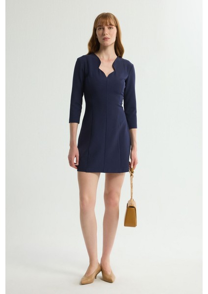 V Yaka 3/4 Kollu Elbise Lacivert 124L9733000 modelleri