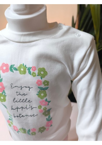 Kız Bebek Çiçekli Üçlü Takım (Omuzdan Çıtçıtlısweatshirt+ Kapşonluyelek+Pantolon) indirimleri