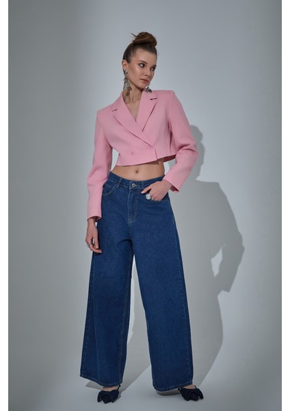 Geniş Paça Kot Pantolon Mavi