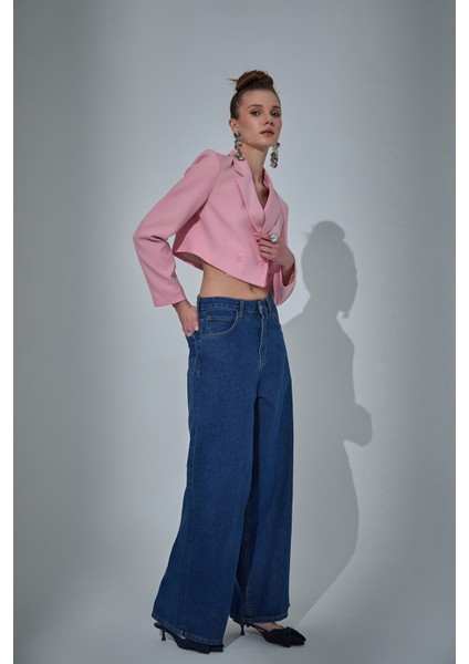 Geniş Paça Kot Pantolon Mavi