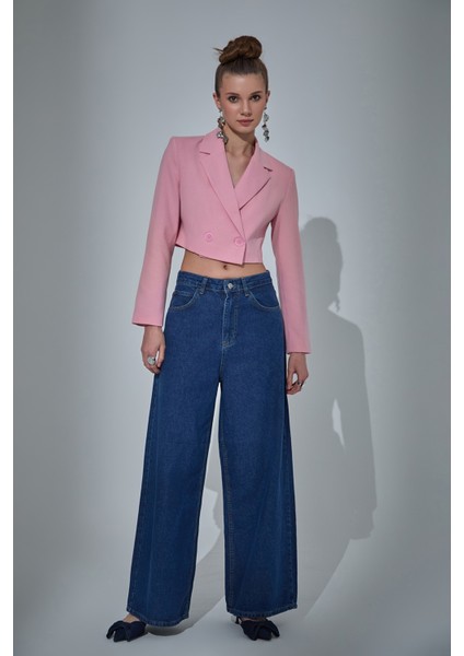 Geniş Paça Kot Pantolon Mavi