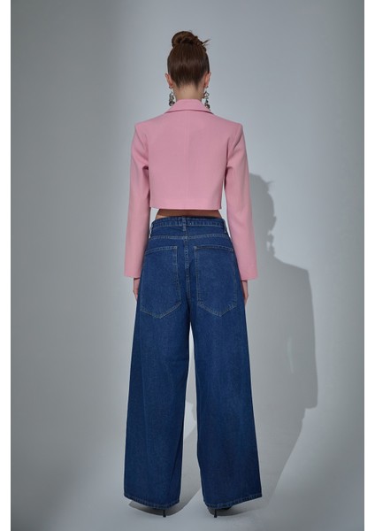 Geniş Paça Kot Pantolon Mavi