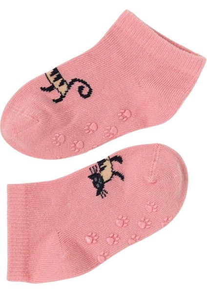 Bebek Kedi Desenli 2'li Step Çorap Pembe-Kahverengi indirimleri