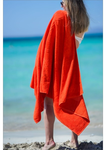 Plaj Çantasına Dönüşen %100 Pamuk Kırmızı Plaj Havlusu indirimleri