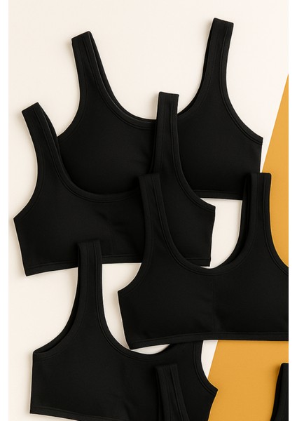 Kız Çocuk 5 Li Paket Büstiyer Kalın Askılı Siyah modelleri