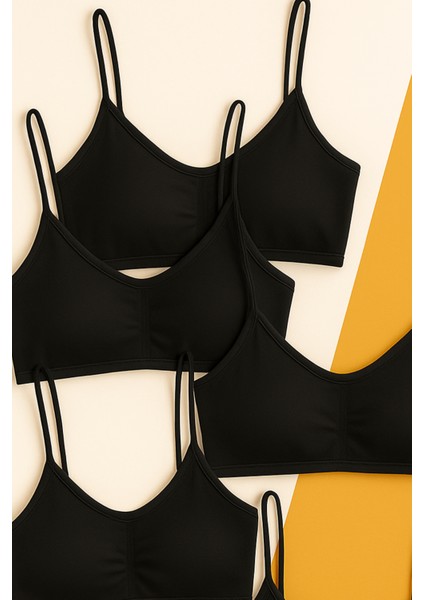 Kız Çocuk 5 Li Paket Büstiyer Ince Askılı Siyah indirimleri