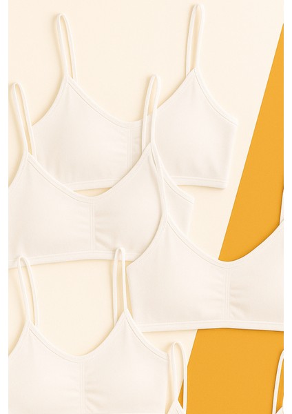 Kız Çocuk 5 Li Paket Büstiyer Ince Askılı Beyaz modelleri