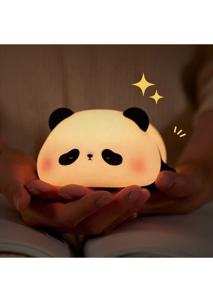 Silikon Sevimli Panda Masa Lambası Gece Lambası Yatak Odası Çocuk Için Uygun USB Şarj Edilebilir LED Gece Lambası Bebek Için