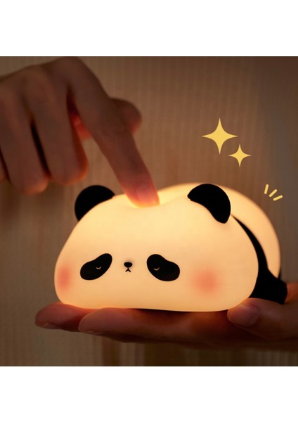 Silikon Sevimli Panda Masa Lambası Gece Lambası Yatak Odası Çocuk Için Uygun USB Şarj Edilebilir LED Gece Lambası Bebek Için fiyatları