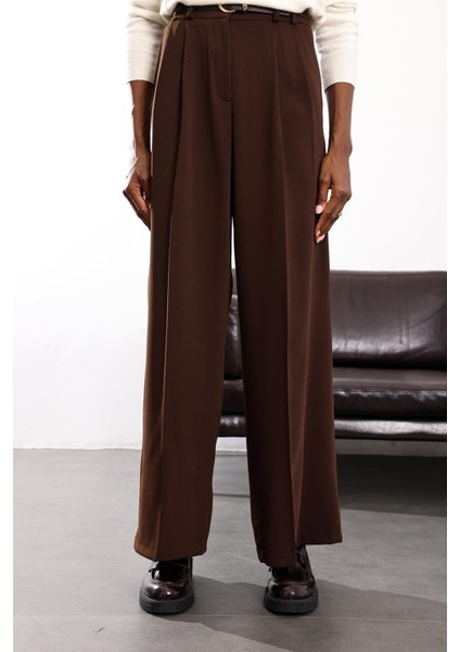 Kahverengi Yüksek Bel Palazzo Pantolon 1594 fırsatları