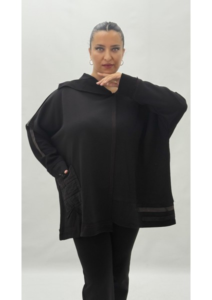 Büyük Beden Pamuklu Asimetrik Cepli Uzun Kol Oversize Kadın Bluz