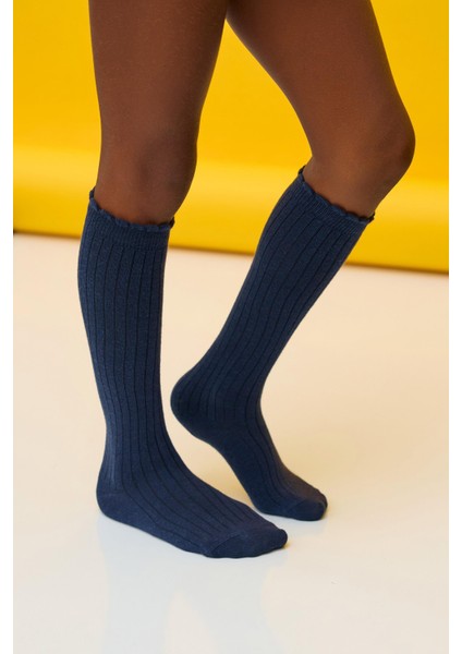 Pamuklu Dizaltı Çocuk Çorap Lacivert modelleri