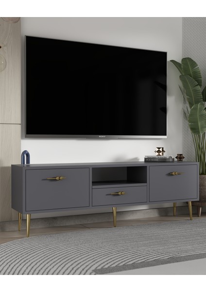 1325DROPCT-32 Tv Sehpası Antrasit-Altın