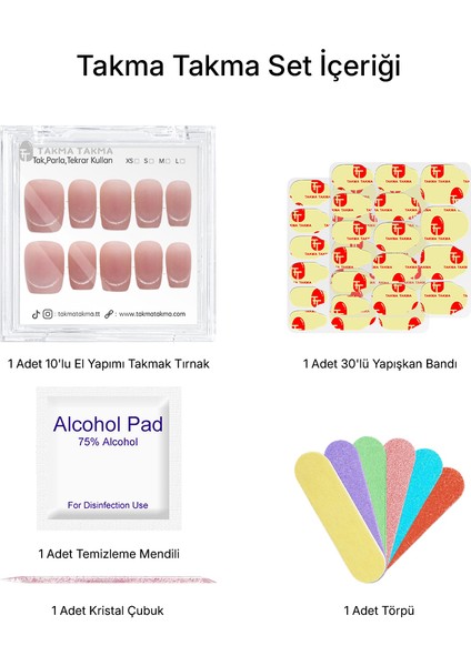 10'lu Ten Rengi Kısa Balerin TT0943 Tekrar Kullanılabilir El Yapımı Protez Takma Tırnak - Ten Rengi-XS fiyatları