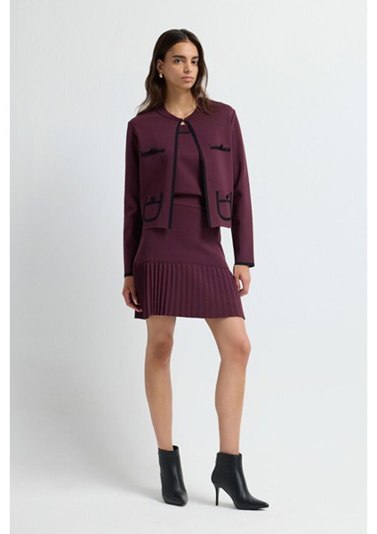 Pilise Detaylı Mini Triko Etek Murdum 12745588000