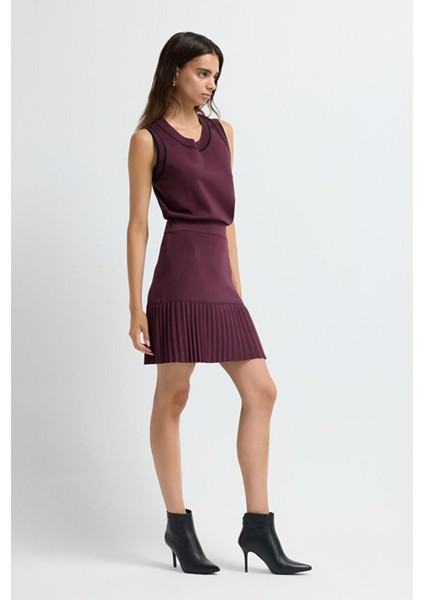 Pilise Detaylı Mini Triko Etek Murdum 12745588000 fırsatları