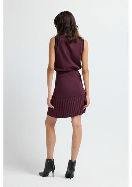 Pilise Detaylı Mini Triko Etek Murdum 12745588000