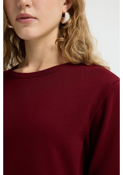 Yuvarlak Yaka Triko Bluz Bordo 11545822000 fiyatları