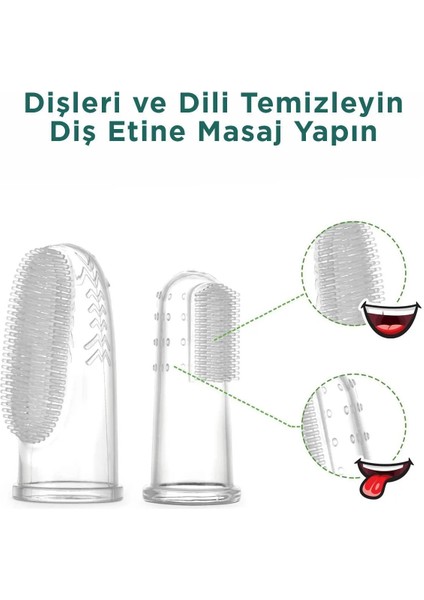 Slikon Parmak Bebek Diş Kaşıyıcı ve Şeffaf Renk Yumuşak Fırça Kutulu Erkek ve Kız Çocuk fiyatları