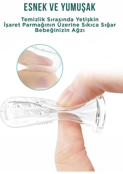 Slikon Parmak Bebek Diş Kaşıyıcı ve Şeffaf Renk Yumuşak Fırça Kutulu Erkek ve Kız Çocuk indirimleri