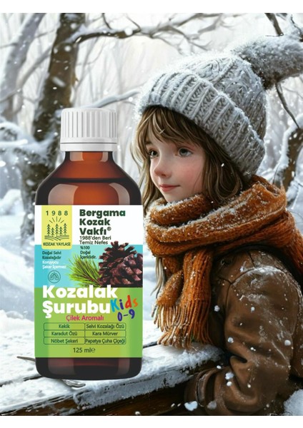Bergama Kozak Vakfı Kozalak Şurubu Kids Çocuklar Için Çilek Aromalı 3 x 125 ml Şurup fırsatları
