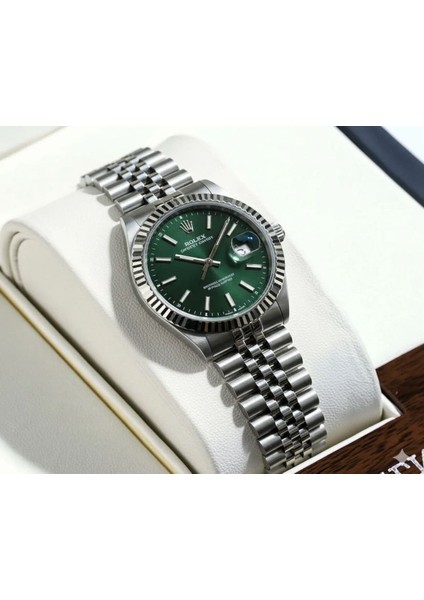 Detajust Rolex Şık Tasarım Zümrüt Yeşili Kadraan Erkek Kol Saati modelleri