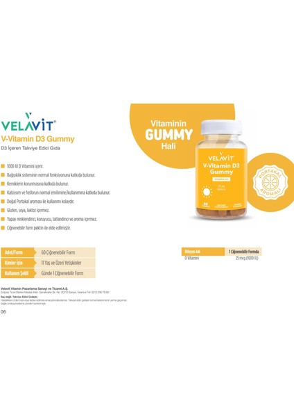 V-Vitamin D3 Gummy 60 Gummies fiyatları