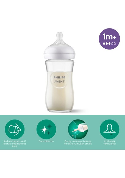 Doğal Tepkili Natural Response Cam Biberon 240 ml 1+ Ay