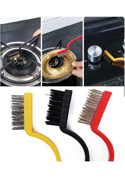 3 Lü Detay Temizlik Fırça Seti Araba -Mutfak Ocak - Fayans Temizlik Fırça (Bakır- Demir- Plastik) fırsatları