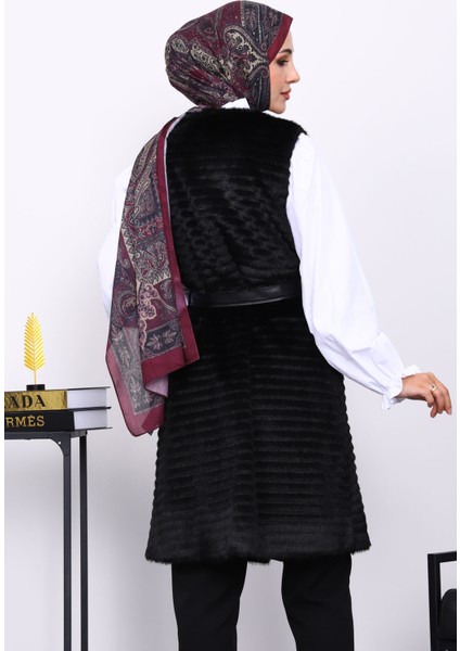 Siyah Deri Detaylı Kemerli Yelek fırsatları