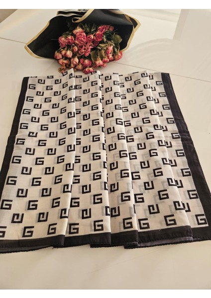 G Desenli Siyah ve Krem Tonlarında Soft Şal modelleri