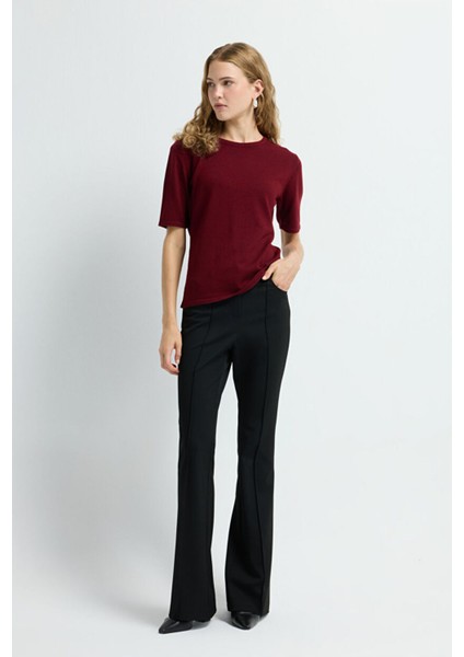 Yuvarlak Yaka Triko Bluz Bordo 11545822000 modelleri