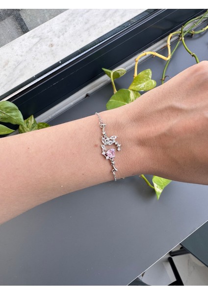 Pembe Kalpli Çelik Bileklik modelleri