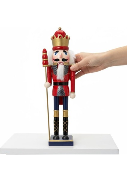 Kırmızı 38CM Nutcracker Ahşap Asker Fındıkkıran, Fındıkkıran Asker Şekilli Kukla Noel Ahşap Dekoru Festival Noel Dekoru Yılbaşı Nodel Süsleri Hediyelik Eşya