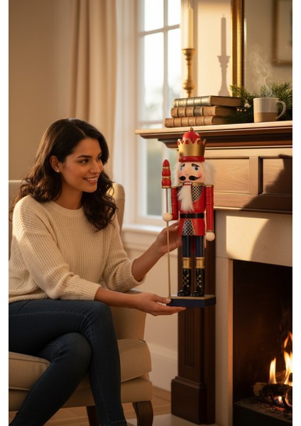 Kırmızı 38CM Nutcracker Ahşap Asker Fındıkkıran, Fındıkkıran Asker Şekilli Kukla Noel Ahşap Dekoru Festival Noel Dekoru Yılbaşı Nodel Süsleri Hediyelik Eşya fırsatları