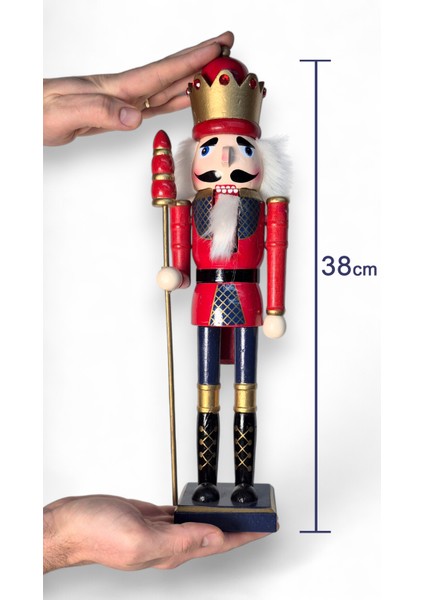 Kırmızı 38CM Nutcracker Ahşap Asker Fındıkkıran, Fındıkkıran Asker Şekilli Kukla Noel Ahşap Dekoru Festival Noel Dekoru Yılbaşı Nodel Süsleri Hediyelik Eşya indirimleri