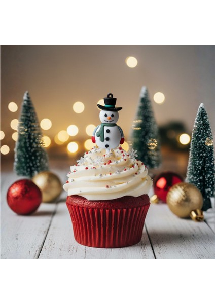5 Adet Özel Seri Kardan Adam Pasta Süsü Seti - Noel Temalı Kek Lolipop (Cake Pop) Topper Figürü modelleri