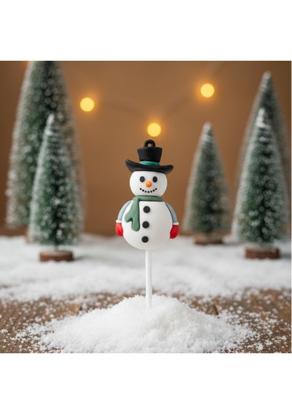 5 Adet Özel Seri Kardan Adam Pasta Süsü Seti - Noel Temalı Kek Lolipop (Cake Pop) Topper Figürü fırsatları