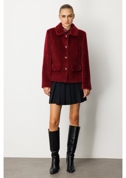 Kadın Torba Cepli Peluş Kaban 6025 Bordo fırsatları