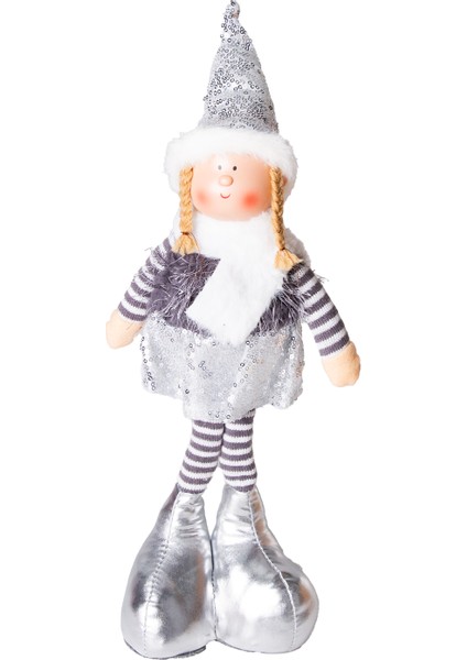 Yılbaşı Süsü, Ayakta Peri Figürü, Gri - Tütü Etekli, 17X44 cm