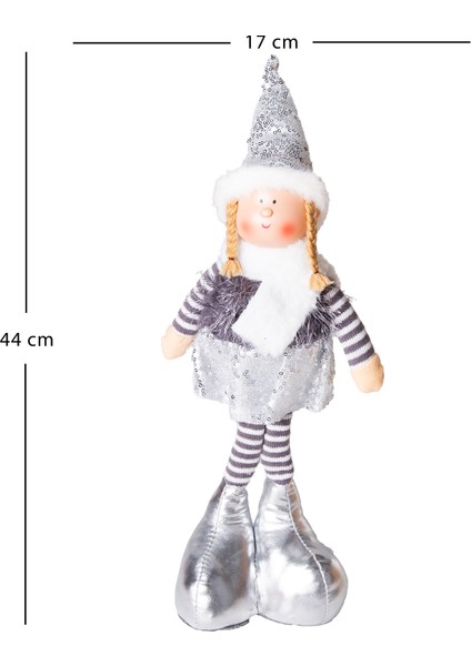 Yılbaşı Süsü, Ayakta Peri Figürü, Gri - Tütü Etekli, 17X44 cm modelleri