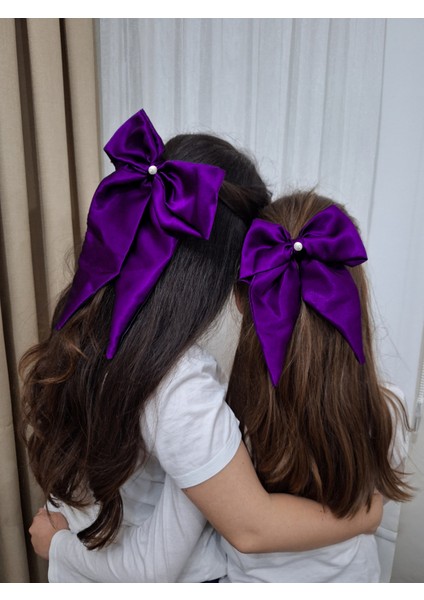 Kadın 3’lü Fiyonk Saç Tokası Seti + Scrunchie Hediyeli - Mor Tutku fiyatları