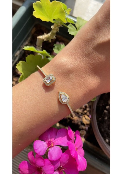 Altın Kaplama Ithal Yüksek Kalite Markiz Model Bilezik Damla Baget Kelepçe Bilezik 925 Ayar Gümüş