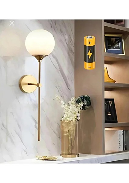 Eskitme Modern Opak Camlı Pilli Aplik Aç Kapa Butonlu ( 1 Adet )