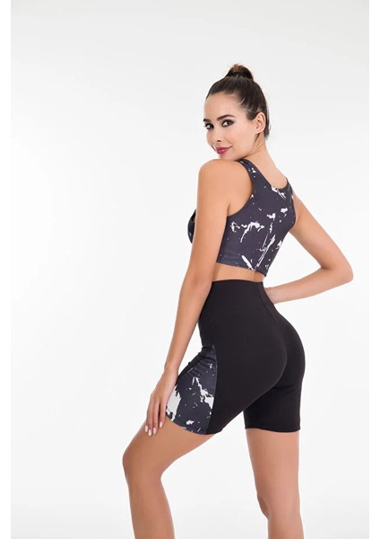 Lady Siyah Gri Şortlu Sporcu Takım