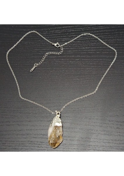 Doğal Taş Sitrin Sarı Kristal Kolye