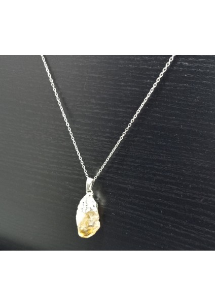 Doğal Taş Sitrin Sarı Kristal Kolye modelleri